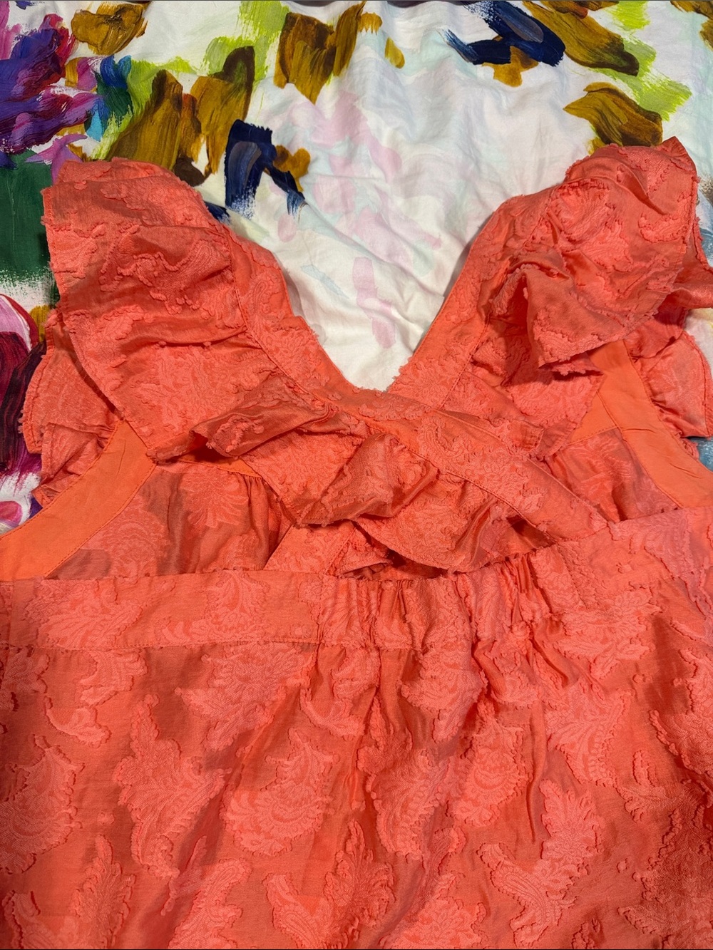 NWT Anthropologie Peach Orange Ruffled Tank Size X-Large - Picture 5 of 8